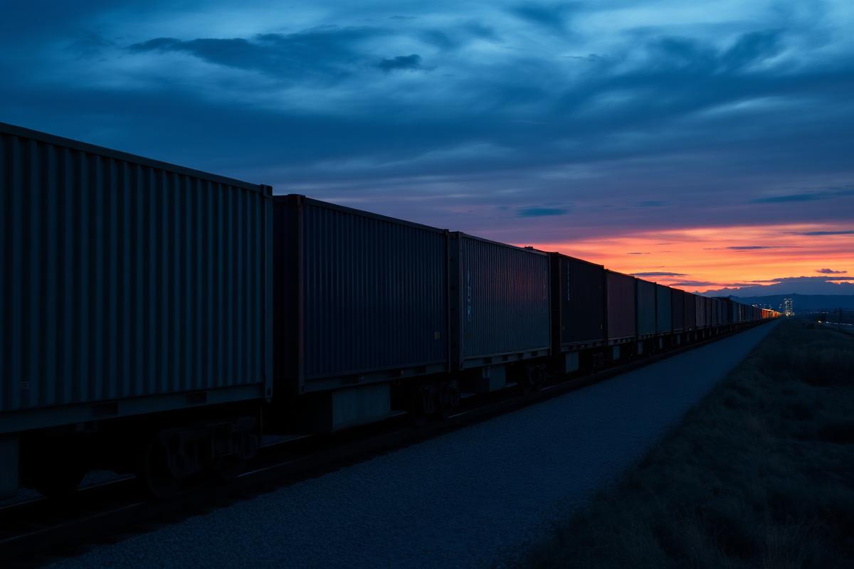 Freight train carrying shipping containers